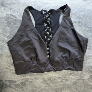 Black Lace-Back Sports Bra